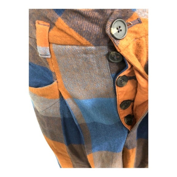 Free People cass brown blue plaid look slouchy midrise tapered trouser pants sz4 - Picture 7 of 13